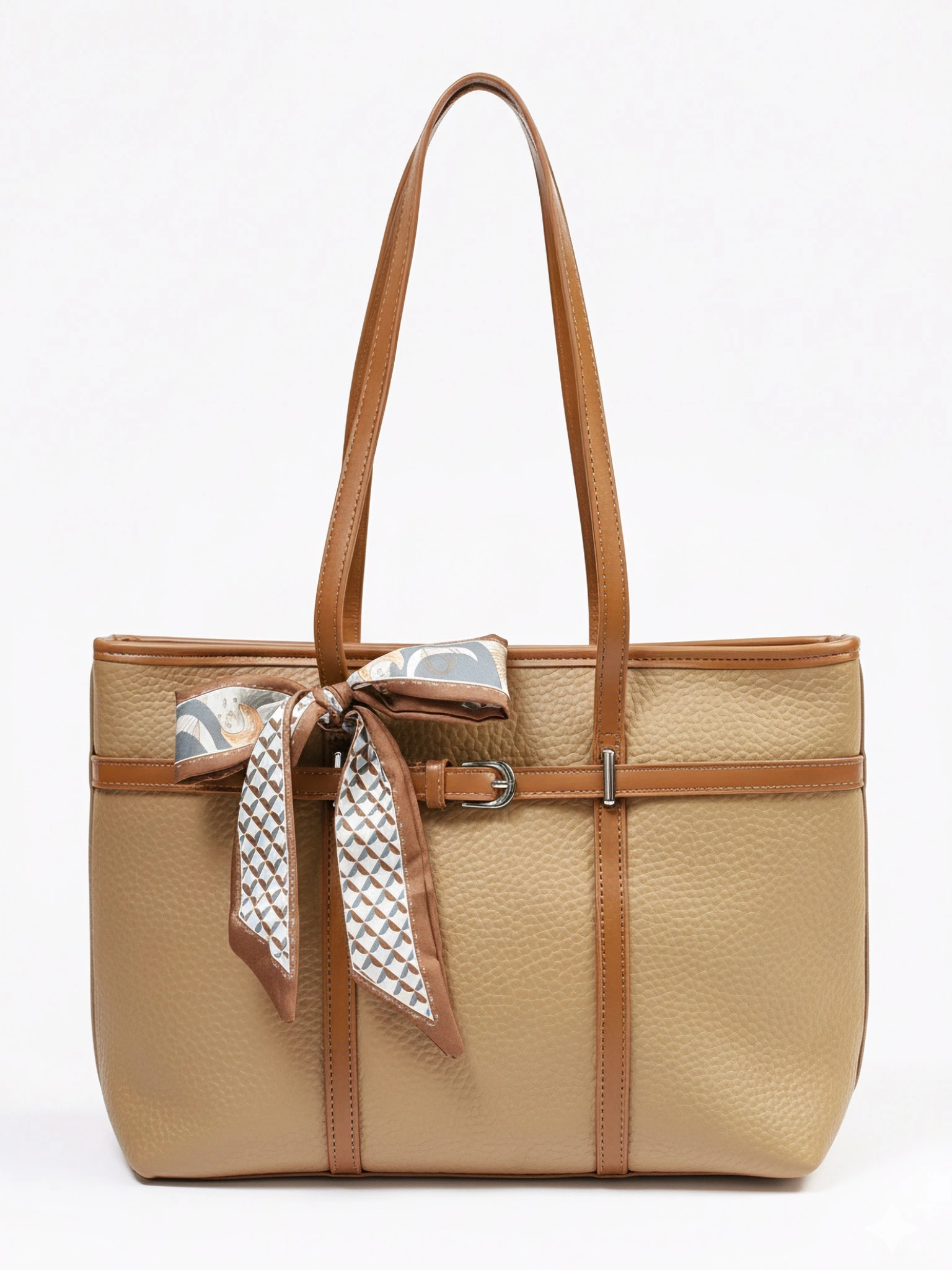 Сумка-тоут с контрастными ручками и ремешком с пряжкой в ассортименте